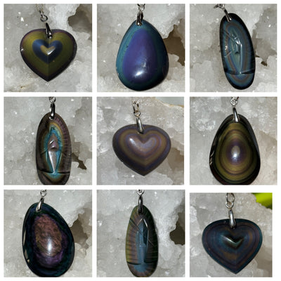 PENDENTIF OBSIDIENNE  ARC-EN-CIEL  Oeil Céleste