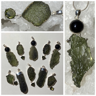 PENDENTIFS MOLDAVITE  (Monture Argent )