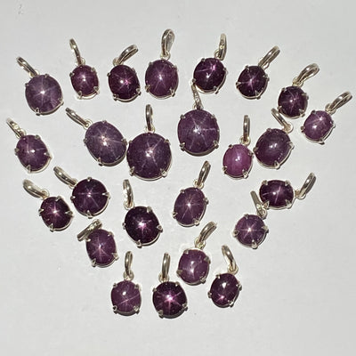 PENDENTIFS RUBIS ÉTOILÉ (Monture Argent)