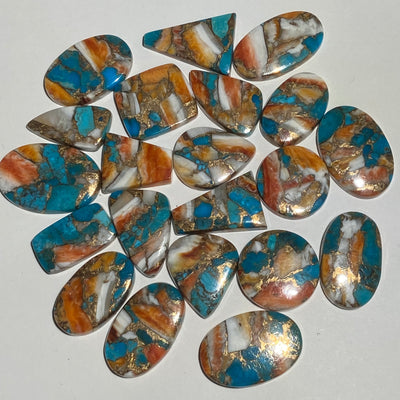 CABOCHONS TURQUOISE / SPONDYLUS/ BRONZE