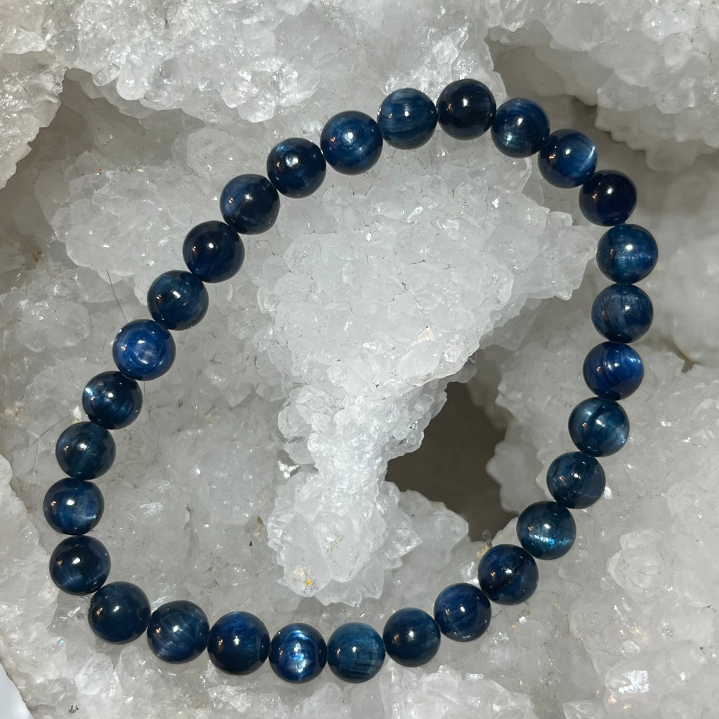 Bracelet Authentique  Cyanite Bleue Cristallisée Grade A 6mm