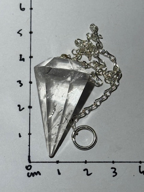 Lemurian Quartz Pendulum (Silver Chain)