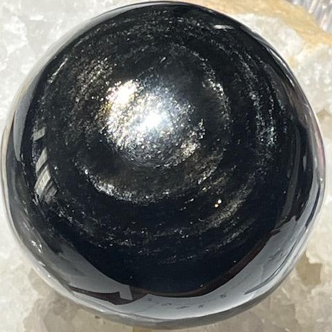 Sphère Obsidienne Argentée