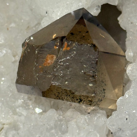 Pointe Citrine Fumée Naturelle & Lodolite (Quartz Chamanique)