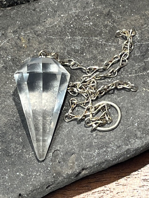Lemurian Quartz Pendulum (Silver Chain)