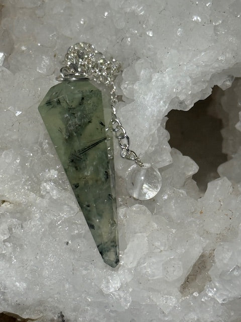 Prehnite pendulum on Epidote
