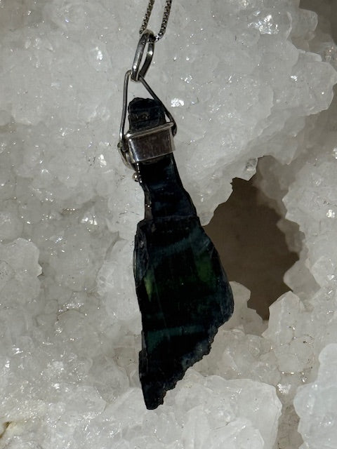 Vivianite Pendant with Natural Citrine (Silver Setting)