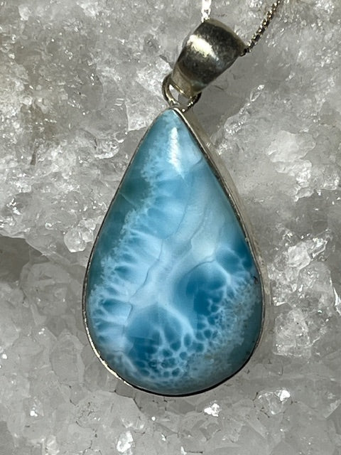 Pendentif Larimar (Monture argent)