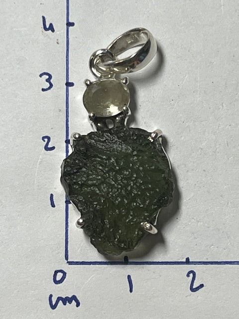 Moldavite Besednice &amp; Faceted Moldavite Pendant (Silver Setting)