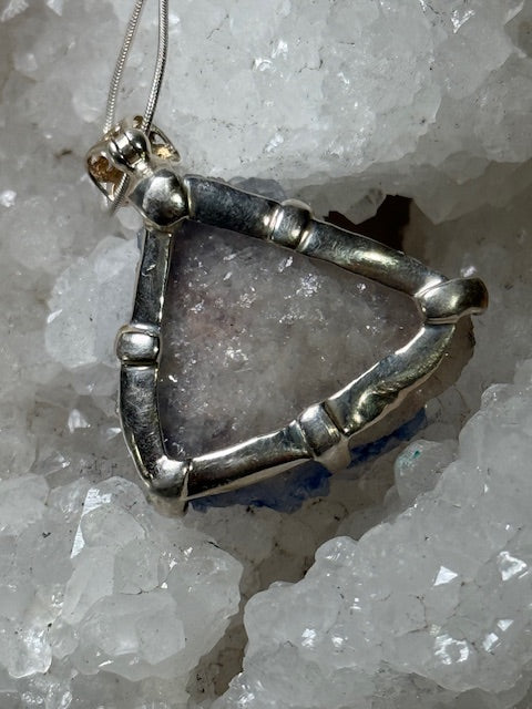 Dumortierite on Quartz (Very Rare) (Silver Setting)
