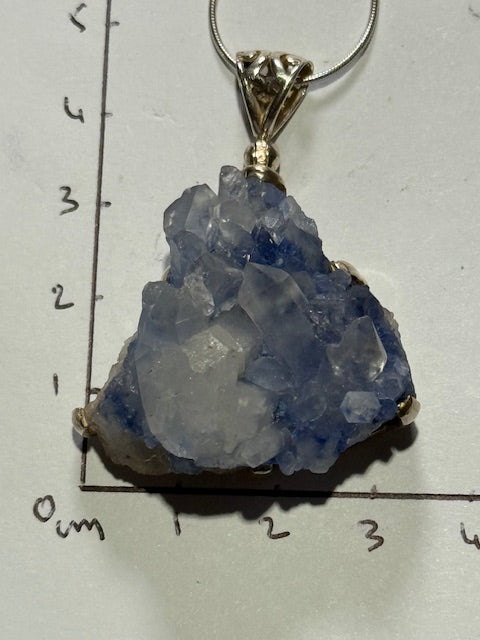 Dumortierite on Quartz (Very Rare) (Silver Setting)