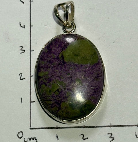 Pendentif Stichtite avec Serpentine (Monture Argent)