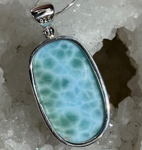 Pendentif Larimar (Monture Argent )