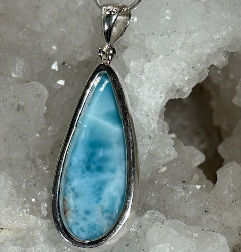 Pendentif Larimar (Monture Argent )