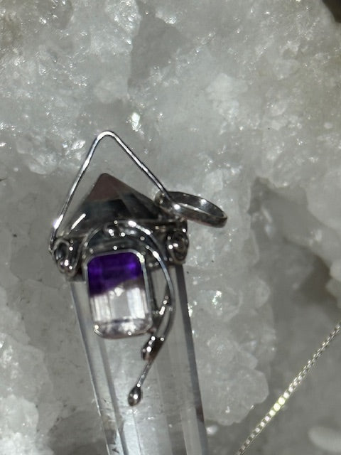 Pendentif Quartz Vogel & Amétrine (Monture Argent)