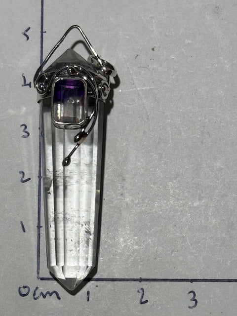 Pendentif Quartz Vogel & Amétrine (Monture Argent)