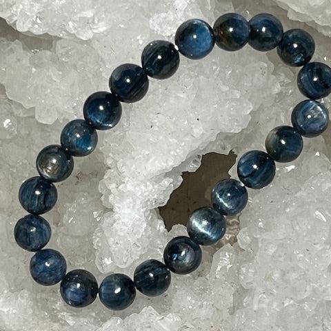 Authentic Grade A 8mm Crystallized Blue Kyanite Bracelet