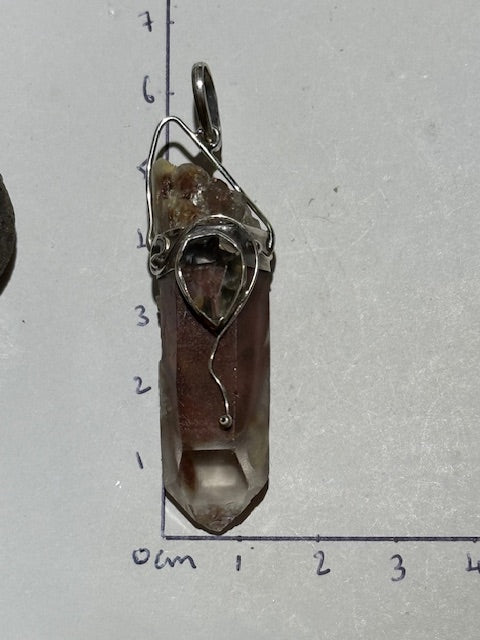 Pendentif Quartz Queue de Coq (Amphibole) avec Citrine Naturelle