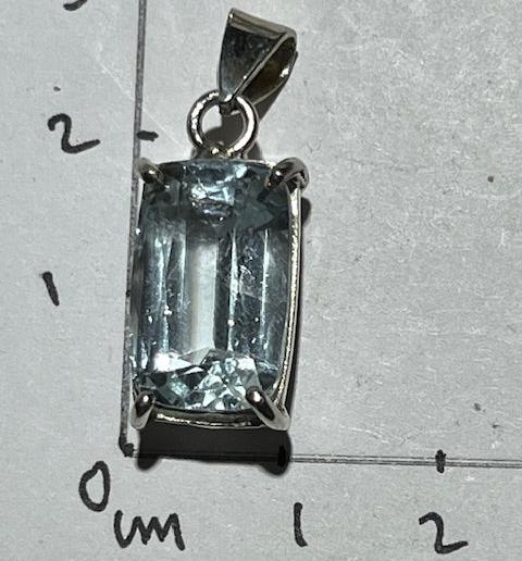 Blue Beryl Pendant Grade A Silver mount