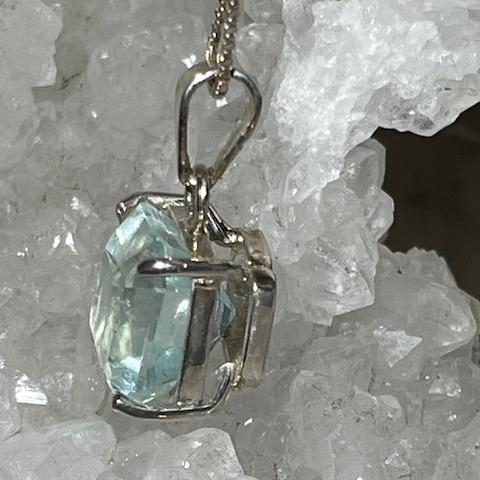 Blue Beryl Pendant Grade A Silver mount