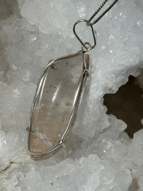 Tangerine Lemurian Quartz Pendant (Silver Setting) 