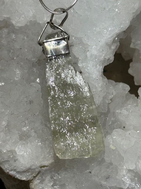 Hiddenite pendant with amethyst (silver setting)