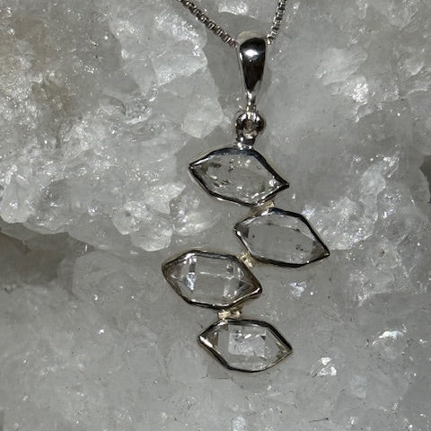 Pendentif Diamant d'Herkimer (Monture Argent)
