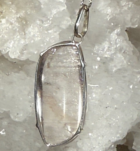 Pendentif Quartz  Lémurien Tangérine (Monture Argent)