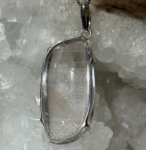 Pendentif Quartz  Lémurien Tangérine (Monture Argent)