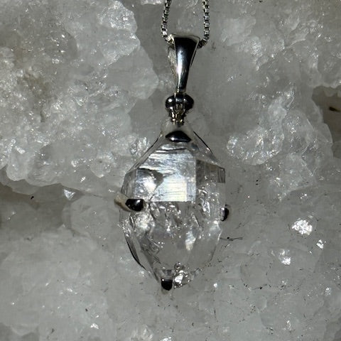 Pendentif Diamant d'Herkimer (Monture Argent)
