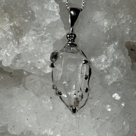 Pendentif Diamant d'Herkimer (Monture Argent)