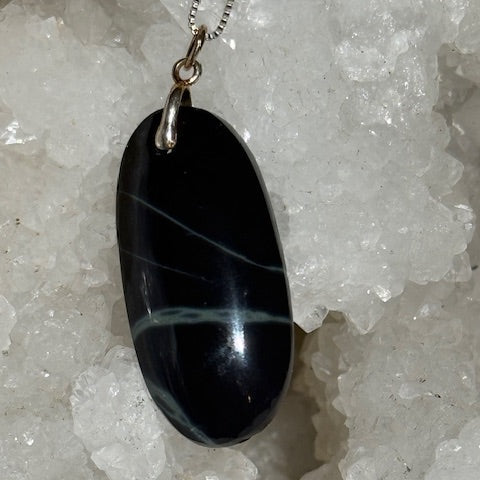 Spider Web Obsidian Pendant