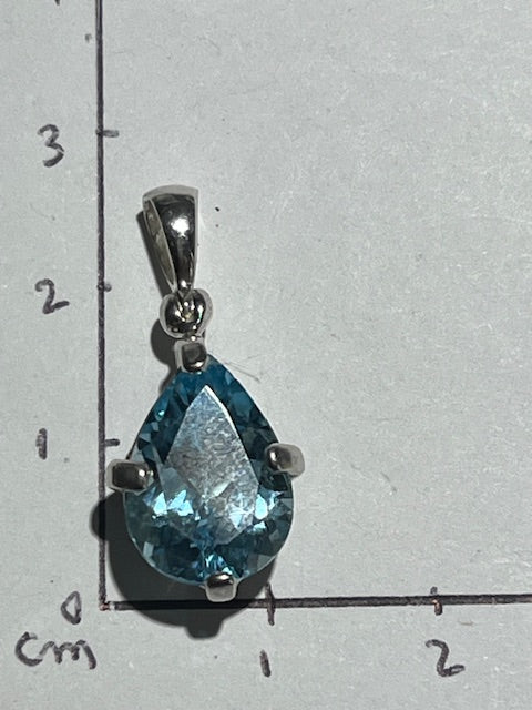 Blue Topaz Pendant (Silver Setting)