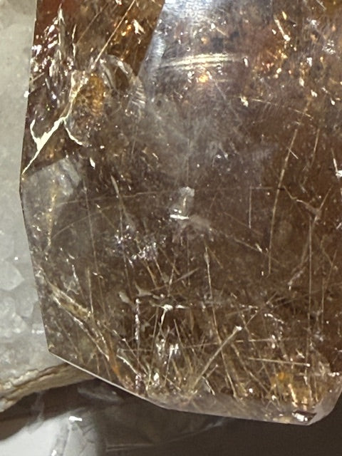 Natural Citrine Point with Golden Rutile
