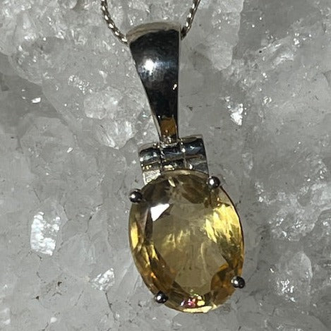 Pendentif Citrine Naturelle (Monture Argent)