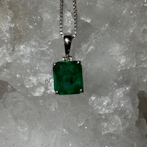 Pendentif Émeraude Véritable (Monture argent)