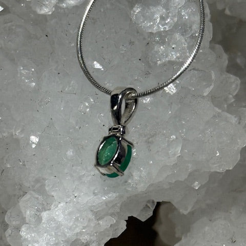 Pendentif Émeraude Véritable (Monture Argent)