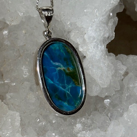 Pendentif Opale Bleue Des Andes (Monture Argent)