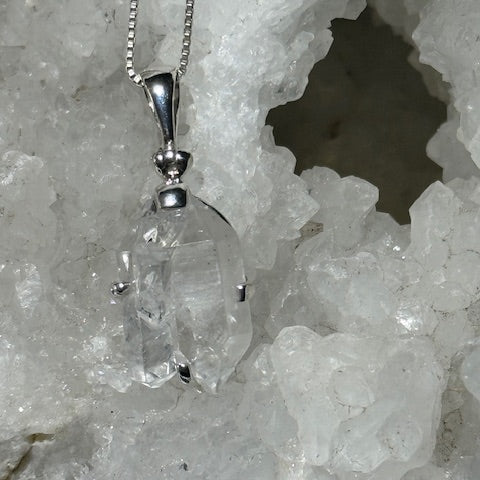 Pendentif Diamant d'Herkimer (Monture Argent)