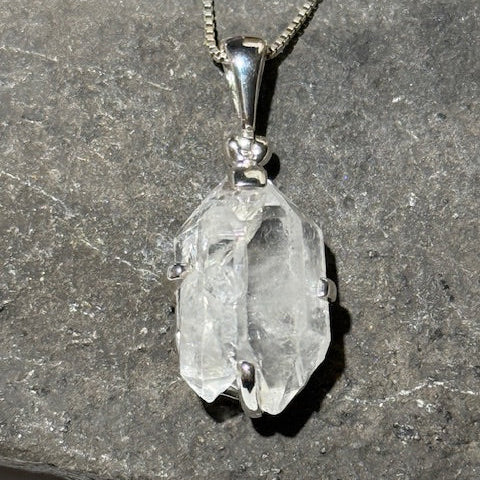 Pendentif Diamant d'Herkimer (Monture Argent)