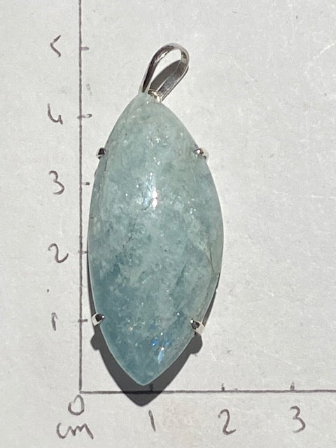 Blue Beryl Pendant Grade A Silver mount