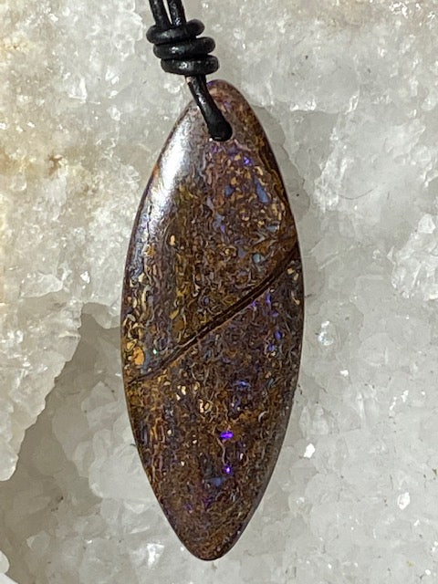 Pendentif Opale Boulder Du Queensland Australie - Lithothérapie - Cadeau Noël - Neuf Sans Emballage