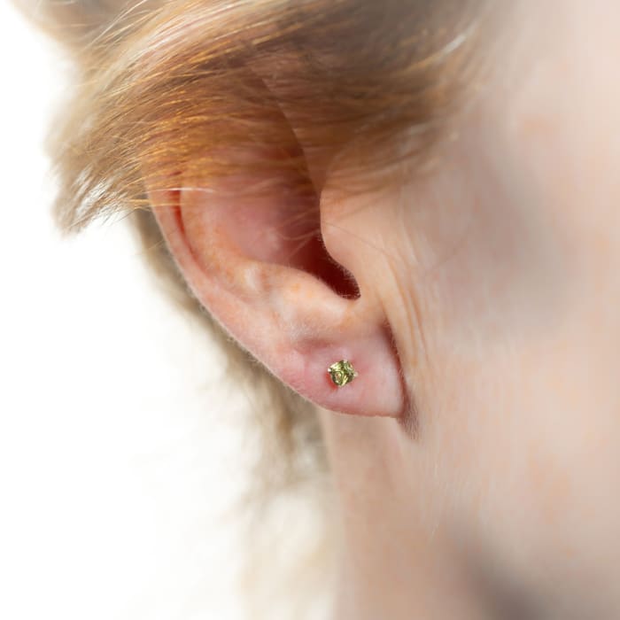 Boucles d’oreille en Moldavite Facetée (Monture Argent) - Bijoux